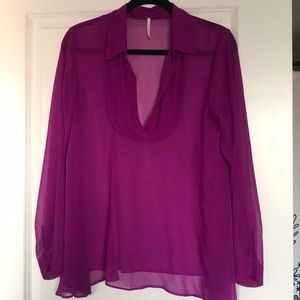Free People, sheer orchid blouse